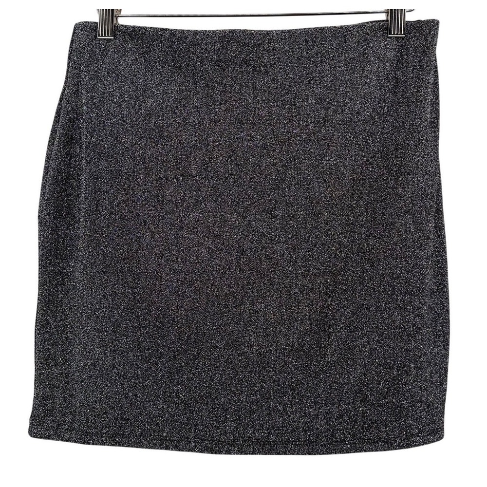 Naked Wardrobe Gunmetal Shimmer Mini Skirt Large Bodycon Stretch Lined